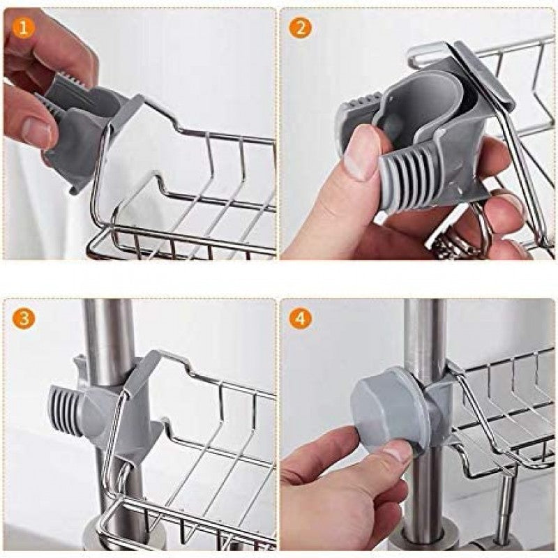 Stainless Steel Faucet Storage Rack, Sponge Holder, Adhesive Sink Caddy Organizer