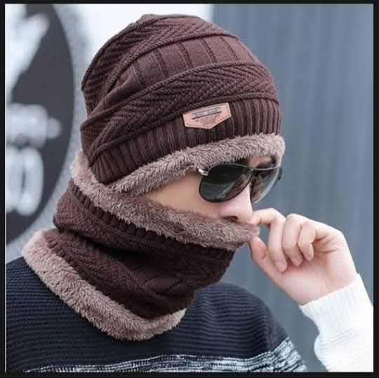 Beanie cap-wool cap with neck warmer for men and women | winter cap for unisex
