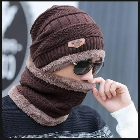 Beanie cap-wool cap with neck warmer for men and women | winter cap for unisex